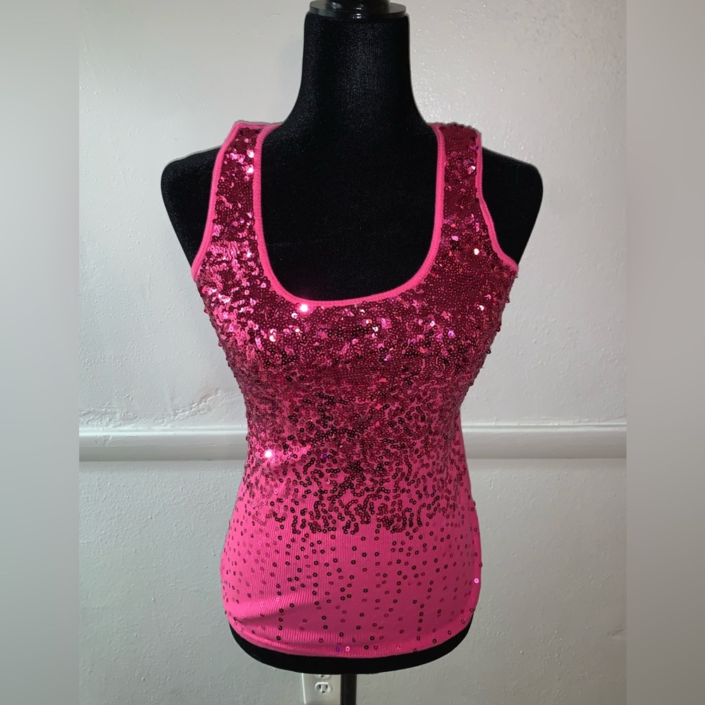 💖Y2K hot pink sequence top